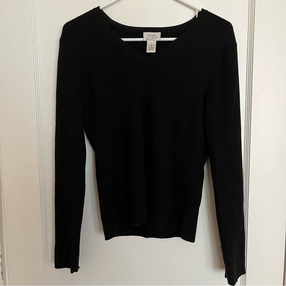 LOFT Classic Black V-Neck Sweater